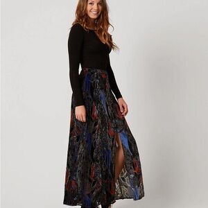 Elegant Black and Blue velvet free people Skirt